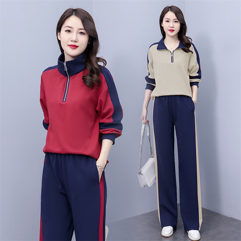 时尚春季女装休闲运动套装显瘦宽松舒适两件套百搭潮流设计,女装套装/套裙,凝聚力