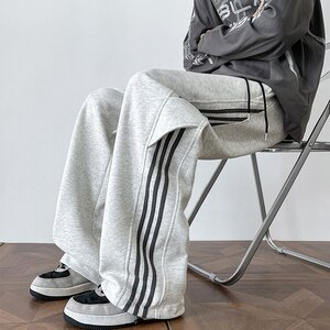 K933P48加绒58裤子秋冬垂感直筒裤宽松潮牌ins美式运动休闲长裤子，男装卫衣，星座304A