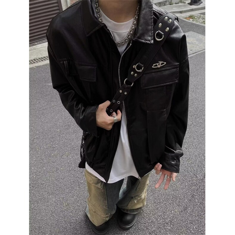 文艺百搭时尚机车皮夹克金属标夹克新款慵懒日系流行JZ49，男装夹克，星座1116A（原606A-3）