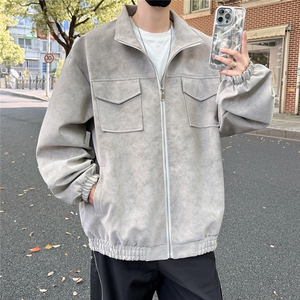 PY5071/P85秋装新款宽松皮衣皮夹克男休闲百搭潮流痞帅上衣外套图片