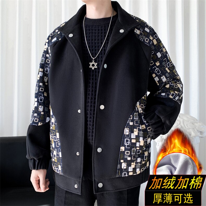 毛呢夹克男加绒加棉羊羔绒小香风白墙G502p105控158加厚p125控178,男装夹克,星座401