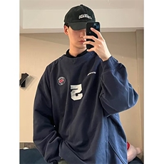 美式复古运动球服卫衣男女春秋季潮牌宽松休闲情侣款小V领体恤衫，男装T恤，星座506A