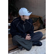春秋新款坑条棉立领拉链套头反骨设计华棉复合W6610，男装卫衣，星座1116A（原606A-3）
