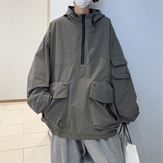 工装大口袋套头连帽外套夹克男秋季潮牌ins机能风卫衣JK0890-P48，男装夹克，星座308B-1