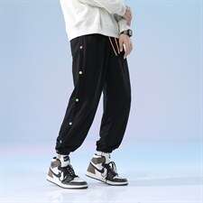 日系2024秋冬款个性撞色排扣束脚运动休闲潮牌卫裤8805-P50控69，男装休闲裤，星座914-3