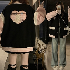 C953-P100拼色绣花2025年春秋新款复古甜心辣妹棒球服学院风外套，男装棉衣，星座911-2(原星座613-2）