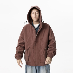 JK2655-P83 M-8XL秋季新款美式复古休闲连帽夹克外套 控148图片