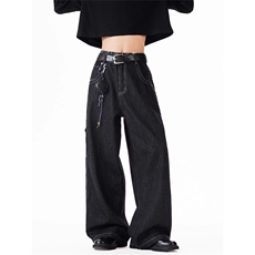 AK2135-P55美式复古原色原浆宽松百搭阔腿裤弯刀裤，女装休闲裤，星座617A-2