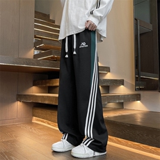 2025休闲裤男生潮流直筒卫裤新款宽松阔腿加长卫裤-K3029-P40，男装休闲裤，星座1105