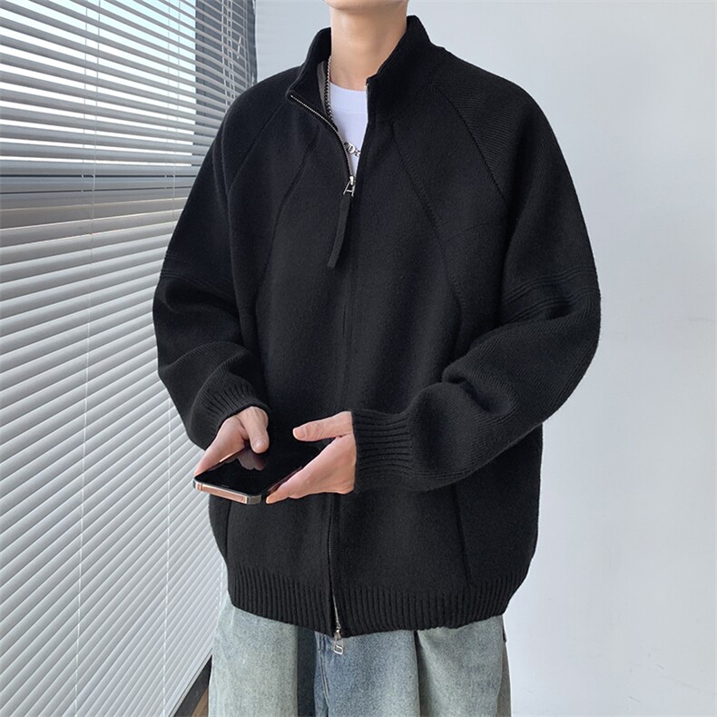 2024新款秋冬轻熟宽松拉链毛衣潮牌痞帅立领外套现货W8455-P63,男装针织衫/毛衣,星座512-4