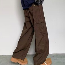 春秋季日系复古纯色工装裤男简约潮牌休闲宽松阔腿直筒裤A627/P58，男装工装外套，星座506