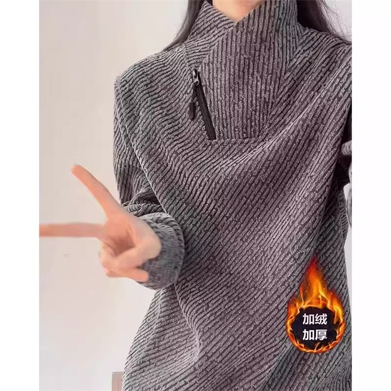 美式复古条纹交叉V领卫衣男款秋冬加绒加厚长袖t恤打底衫内搭上衣图片