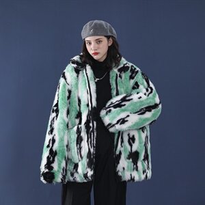 mj375中性风2020冬季新款皮草毛毛棉衣棉服迷彩外套男女