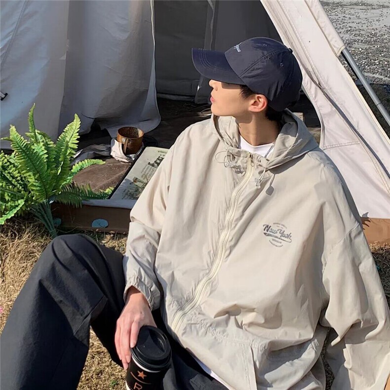 DF03-P山系冲锋衣男连帽外套春秋季潮牌户外登山美式夹克防水防风,男装防晒衣,星座603-2