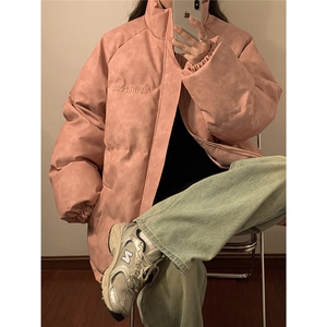 中性PU皮复古做旧设计钢印棉衣男女MY77096P130控198抖控228图片