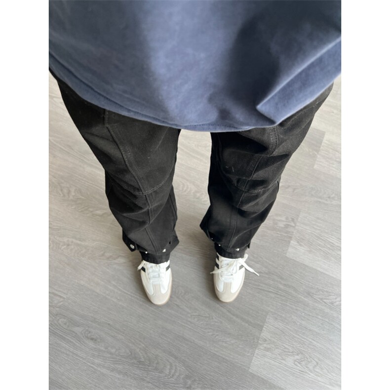 【有货】排扣牛仔裤男夏季美式vibe风裤子高街直筒微喇C112LL-P50,男装牛仔裤,星座1007（原301D）