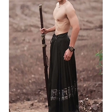轻风新中式马面裙男款夏季日常通勤改良版汉服唐装美式复古裙裤，男装休闲裤，星座601-1