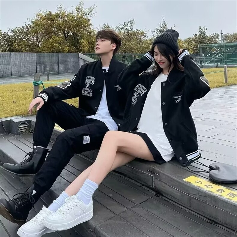 春秋美式嘻哈男女夹克情侣装棒球服复古刺绣百搭cleanfit,男装夹克,星座218-1（原230）
