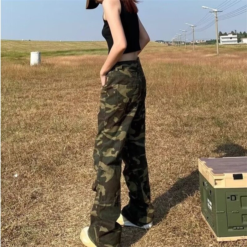 DA030-P55美式复古迷彩牛仔裤男潮牌ins痞帅直筒工装裤-网图现货,男装牛仔裤,星座603-2