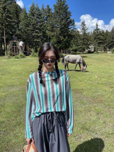 超薄条纹上衣，其它，ME