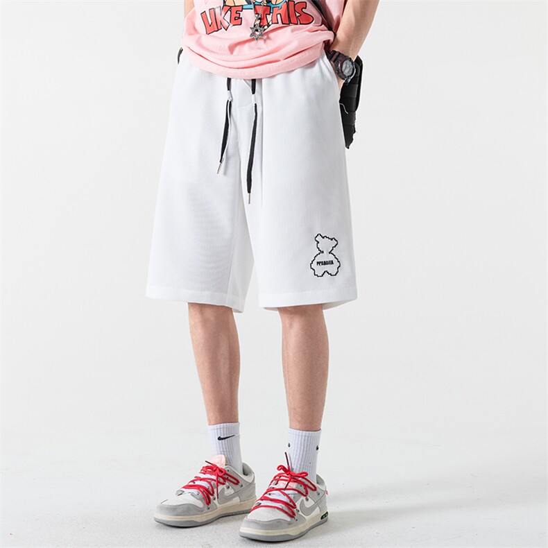 2023夏无影墙华夫格刺绣小熊抽绳男宽松五分休闲短裤DK28630-P28,男装休闲裤,电商A082