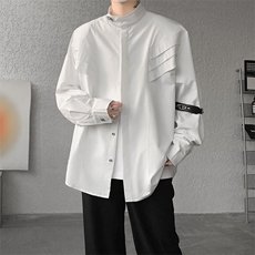 8XL-M高街风小众压褶设计高级感垫肩立领衬衫男宽松衬衣CS521P68，男装衬衫，电商D206-1