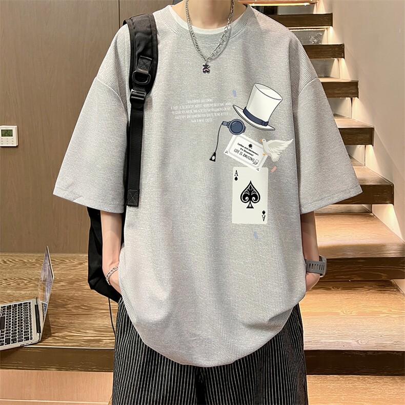 华夫格t恤男短袖男大码五分袖酒店风HT73373-P22,男装T恤,电商A040