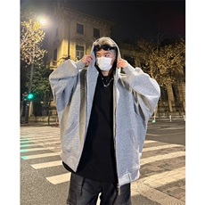 黑色重磅拉链开衫卫衣男款高街美式连帽衫春季外套WJ10P53，男装卫衣，星座1116-2