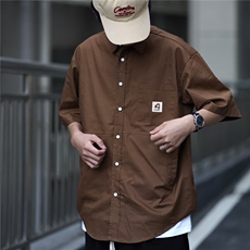 衬衫男短袖港风潮流文艺帅气2023夏季新款ins日系外套CY430-P38，男装衬衫，星座412-3