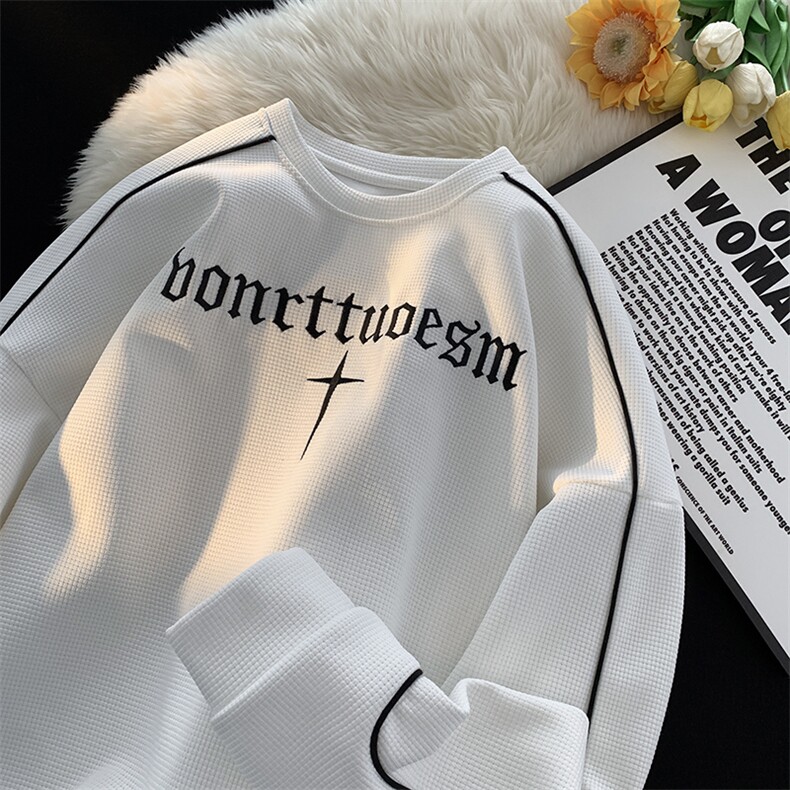 2025秋季港风情侣刺绣宽松长袖卫衣打底男T恤外套男M-5XWY13/P35,男装T恤,星座608A