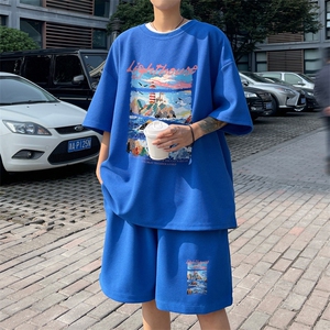！2025夏季新款男士华夫格短袖T恤套装百搭一套HTZ83P50图片