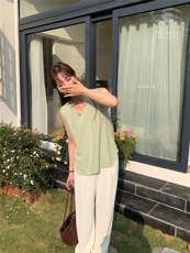 夏季新款短袖t恤女薄款圆领针织宽松百搭半袖上衣，女装T恤，斯尔特羊绒