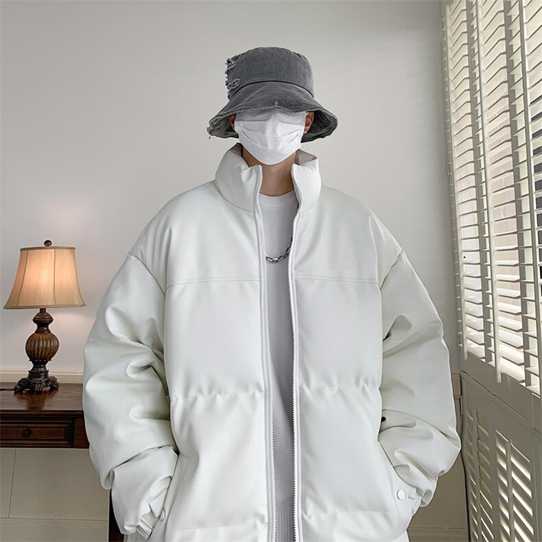 港风潮牌新款亮皮防水立领棉服潮流保暖棉衣M083-P100控139,男装棉衣,星座717