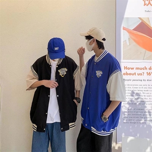 C378-P38 高街ins潮牌棒球服夏季新款美式潮流短袖夹克衫 现货图片