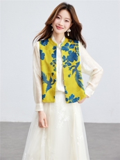 在仓~2026年夏装人丝衬衫套装薄款印花马夹上衣两件套（可拆分），女装套装/套裙，新依时派