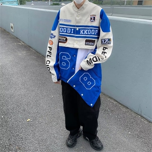 美式可拆卸机车服外套女宽松百搭情侣棒球服夹克男高街W1518-P63图片