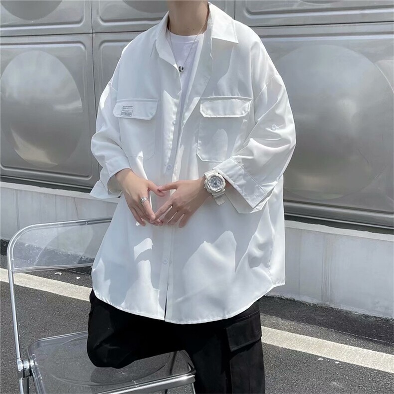 衬衫港风夏季ins短袖衬衣日系高级感外套潮牌宽松上衣W1066-P30,男装衬衫,星座512-4