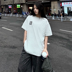 万针全刺绣工艺抖音得物高品质260克重磅纯棉双纱美式高街短袖T恤，男装T恤，电商A486