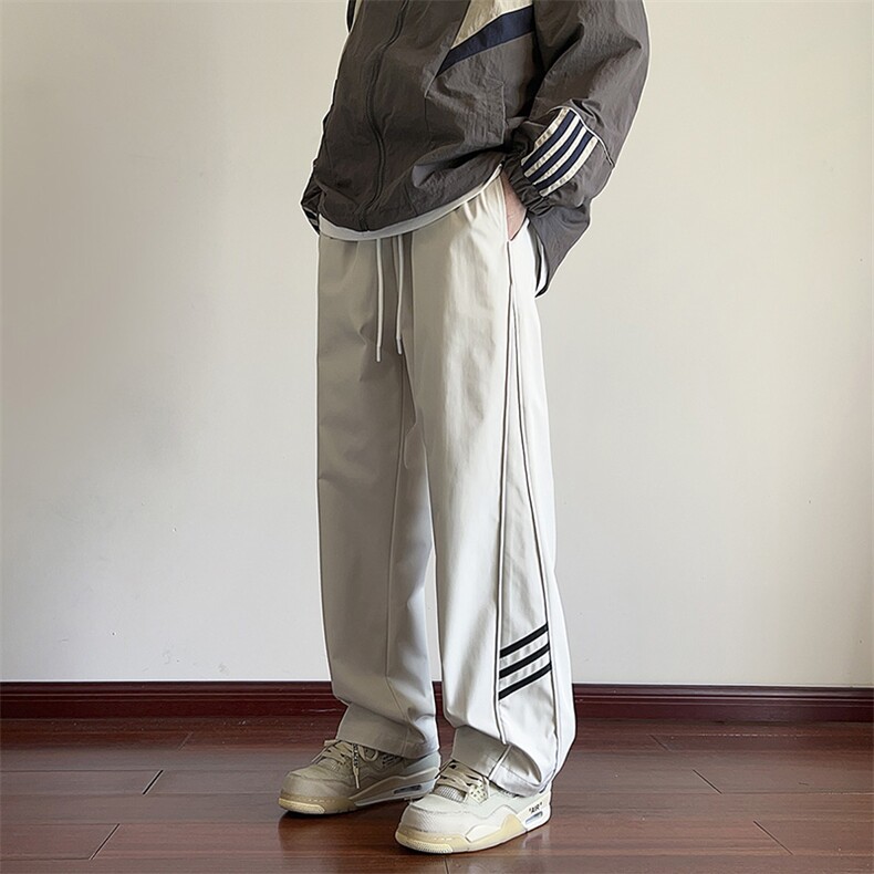 港风三条杠休闲裤宽松运动裤拖地裤束脚裤男KP861 P45图片