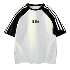 白花灰拼黑袖