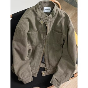 JK25-P70 美式复古哈灵顿水洗立领外套男春秋潮牌cleanfit短款图片