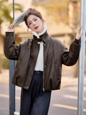 2025年冬季时尚优雅保暖毛领PU羽绒服，女装羽绒服，依恋蒂丝