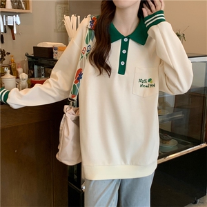 春秋季新款Polo宽松上衣口袋卫衣女潮E644-P45