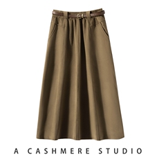 2024秋季新款女士醋酸羊毛牡丹裙宽松百搭气质纯色中长伞裙带内衬，女装半身裙，臻维羊绒