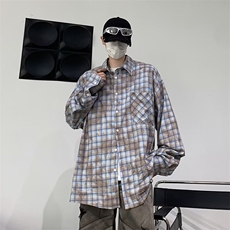 格子衬衫男女同款ins潮牌宽松痞帅长袖格纹衬衣帅气防晒HJ05/P45，男装防晒衣，星座506