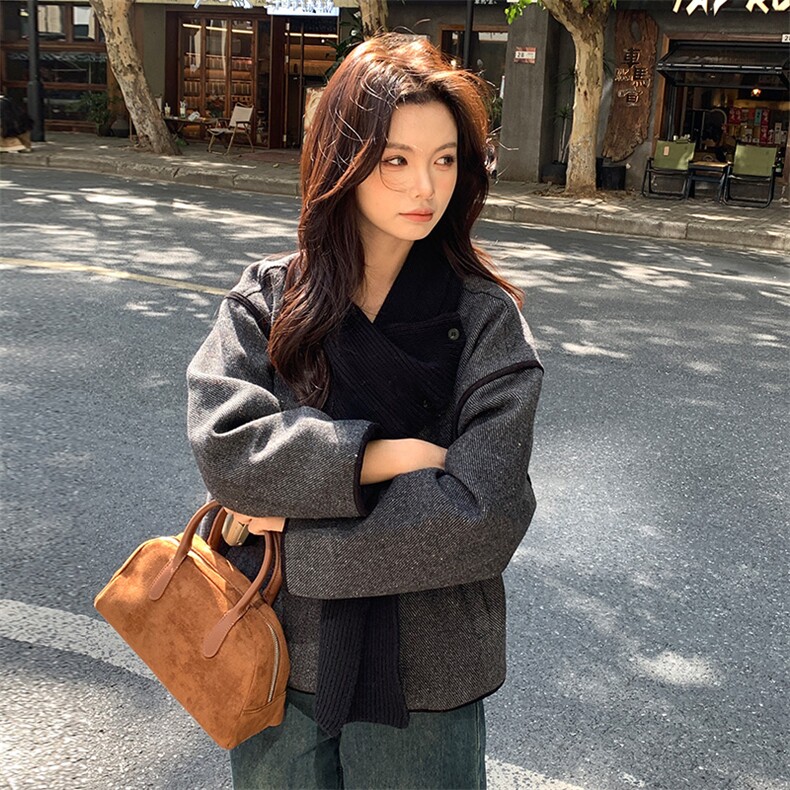大围巾加棉加厚小香风外套2C317A-8829-P155-K218,女装毛呢外套,2C317A