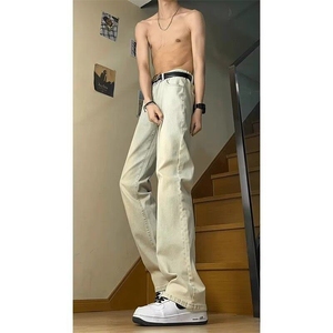 黄泥复古微喇牛仔裤男直筒宽松水洗做旧美式高街裤子潮CJR011-p42图片