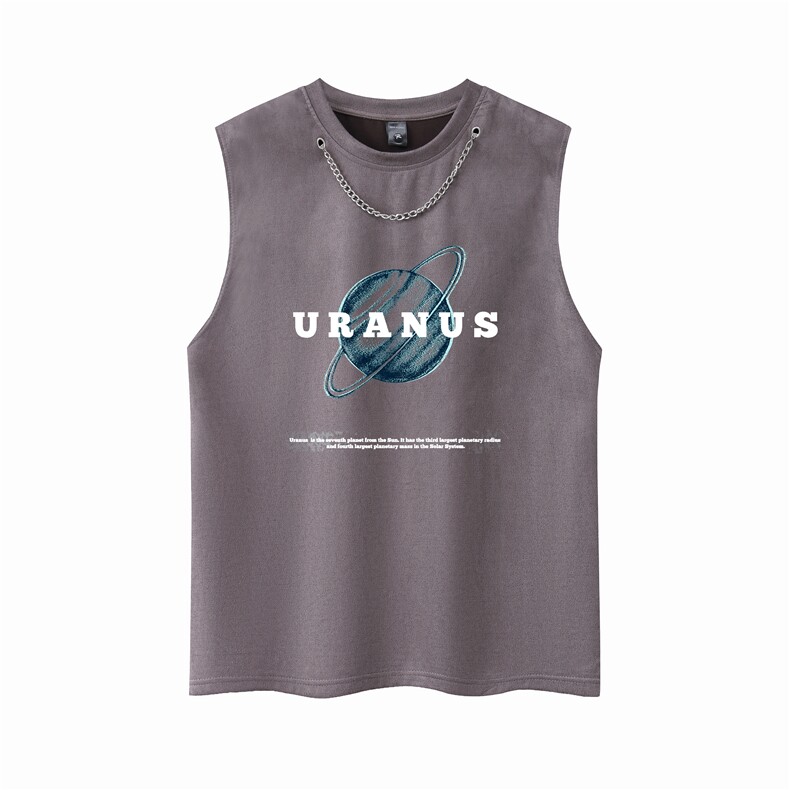 夏男背心T恤鹿皮绒字母地球印花无袖坎肩运动汗衫送项链BX004P38,男装T恤,星座1013-1