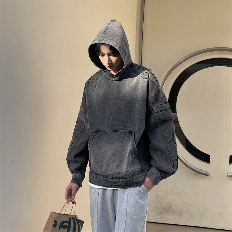 2024美式水洗牛仔卫衣时尚潮牌复古设计感高级感外套WY162-P90,男装卫衣,星座313A-2