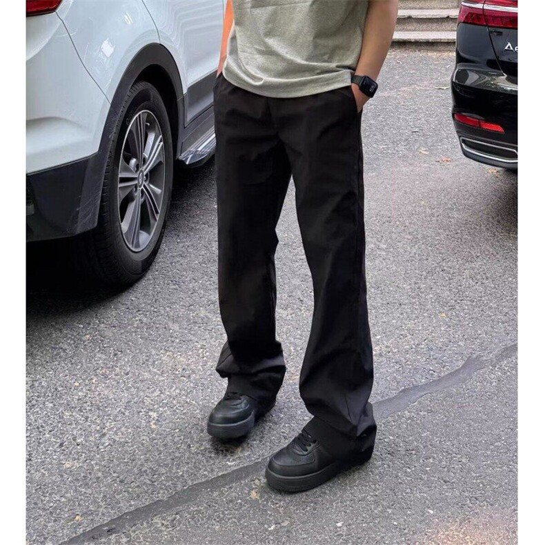 春秋季速干凉感轻薄透气褶皱西裤宽松休闲直筒纯色基础长裤潮,男装休闲裤,星座506A